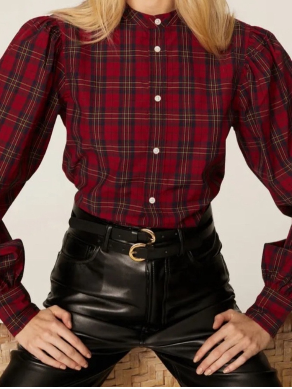 Polo Ralph Lauren Tartan Plaid Puff Sleeves  Shirt Size 8 - Picture 2 of 12